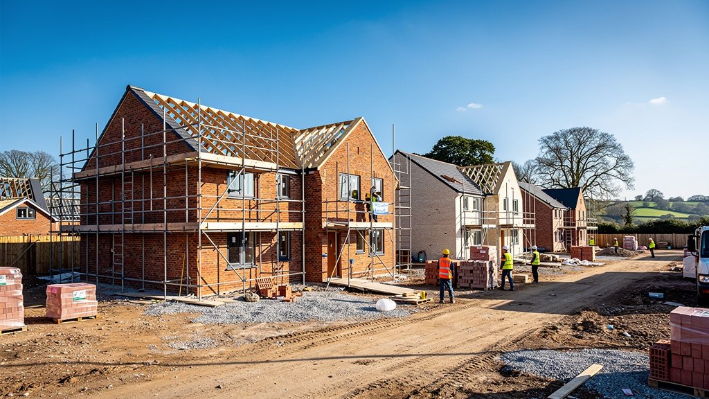 New build housing development under construction in Hampshire UK
